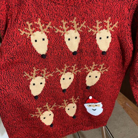 Karen Scott Christmas Holiday Sweater Reindeer Santa Size M - Picture 4 of 11